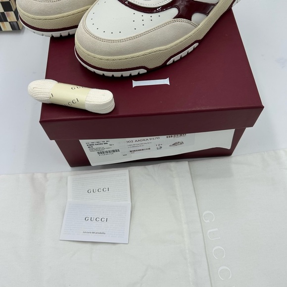 Men's Gucci re-Web sneakers in white leather with red accents size 12.5 Italy - Picture 13 of 13